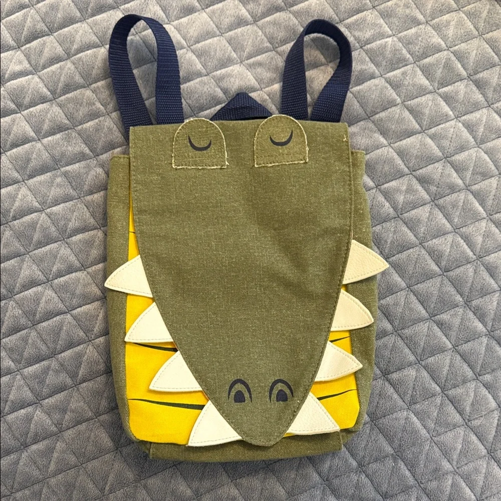 Kids Olive Green & Yellow Crocodile Backpack - Picture 1 of 4
